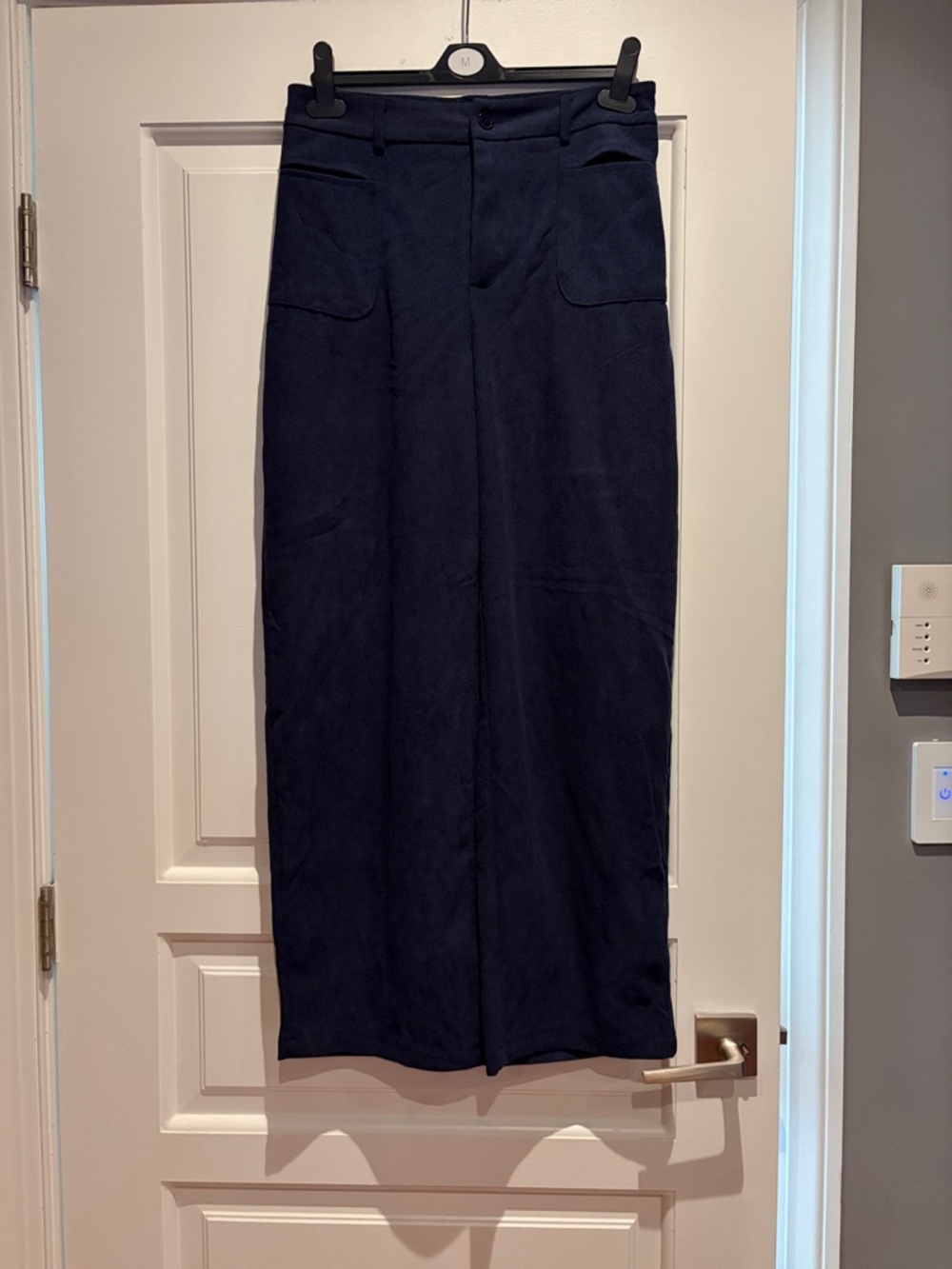 High-Waist Navy Corduroy Pant with Front Pockets